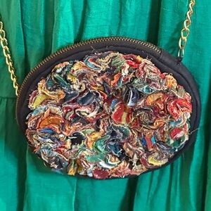 Red and Pink Crossbody Bag with Textured Design